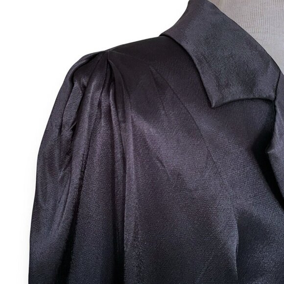 Fame and Partners x Free People Womens Axel Blazer Sz 0 Black Satin Oversized - Picture 8 of 11